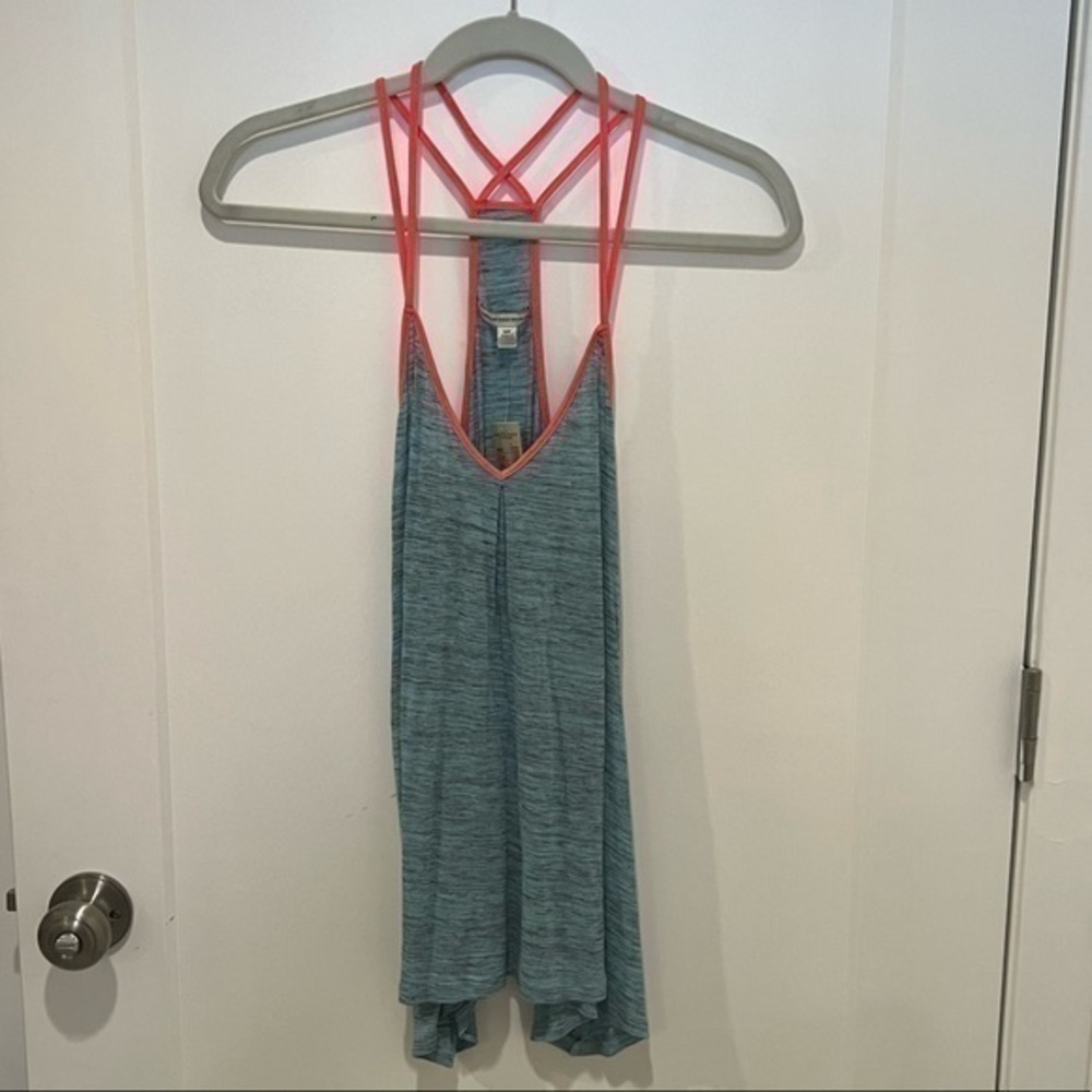 American Eagle Coral and Heather Blue Tank Top